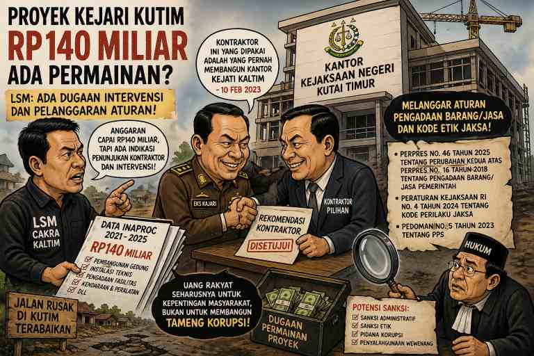 Dugaan Intervensi Proyek Kantor Kejari Kutim Menguat, LSM Soroti Anggaran hingga Mekanisme Pengadaan.