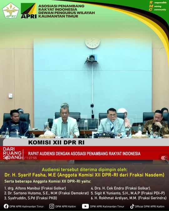 APRI dan Komisi XII DPR RI Bahas Masa Depan Tambang Rakyat, Kaltim Soroti Rumitnya Birokrasi Perizinan
