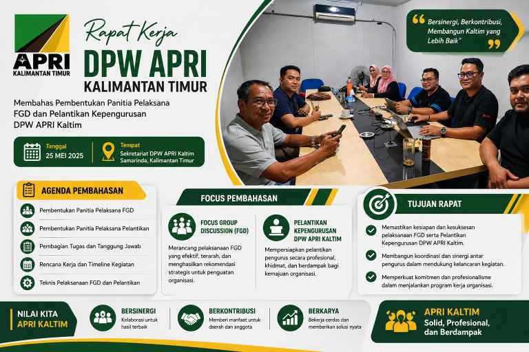 DPW APRI Kaltim Gelar Raker, Bahas Pembentukan Panitia FGD dan Pelantikan Pengurus